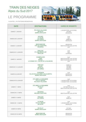 Programme Trains des Neiges 2017