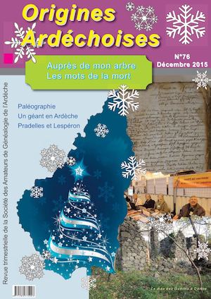 Origines Ardéchoises N°76 décembre 2015