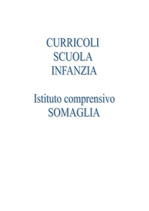 CURRICOLI SCUOLA INFANZIA