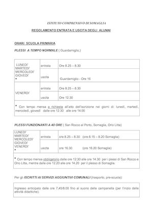 REGOLAMENTO ENTRATA USCITA SC PRIMARIA