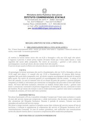 REGOLAMENTO SCUOLA PRIMARIA