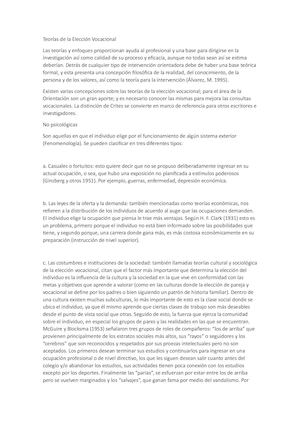 Teorías De La Elección Vocacional