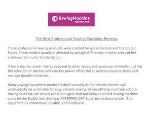Professional Sewing Machine Reviews