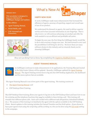 Outbound Software What's New At Call Shaper January 2017