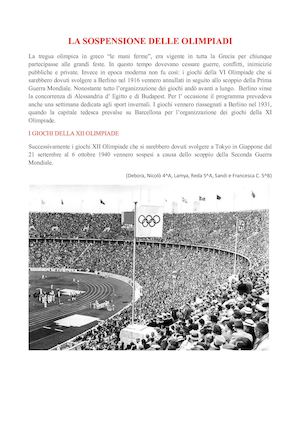 LA SOSPENSIONE DELLE OLIMPIADI