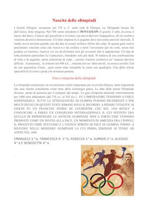 Nascita Delle Olimpiadi