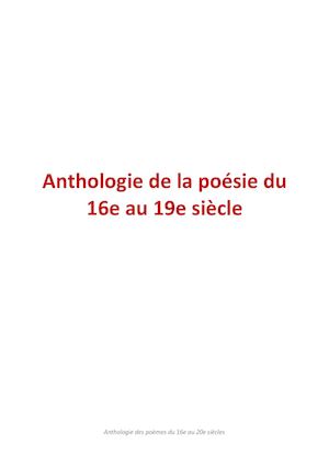 Poèmes Du 16e Au 20e Siècle