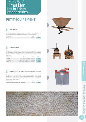 Catalogue Miellerie Traitement Opercules Thomas 2016