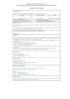 C-EXP-EMED-MG	Curso Expedito de Emergências Médicas para Mergulhadores
