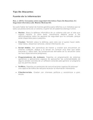 Unidad 1 Lectura: Tipos De Atacantes