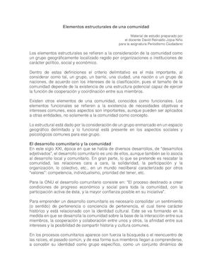 Elementos Estructurales de una Comunidad