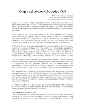 Origen del concepto Sociedad Civil