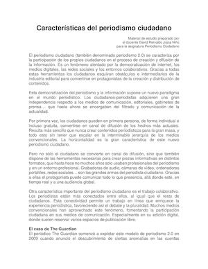 Características del Periodismo Ciudadano