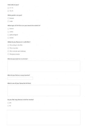 Questionnaire On Thrillers