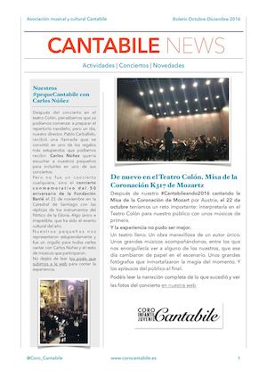 CANTABILE NEWS Octubre-Diciembre 2016