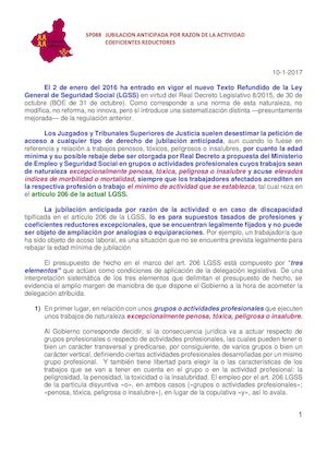 Sp088 Jubilacion Anticipada Por Razon De La Actividad Coeficientes Reductores