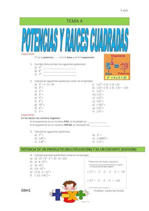 Dbh1 Tema 4 Potencias Y Raices