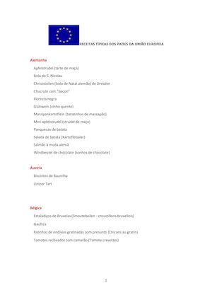 Receitas Tìpicas Dos Paìses Da Uniâo Europeia