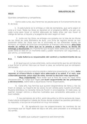Normas Para La Biblioteca De Aula