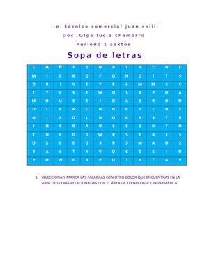 Sopa De Letras Sobre Perifericos De Un Pc