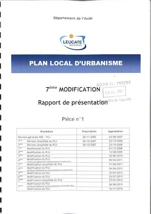 Modification PLU n°7 - Rapport De Présentation