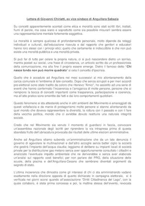 Comunicato Ex Vicesindaco Di Anguillara Giovanni Chiriatti Del 13 01 2017