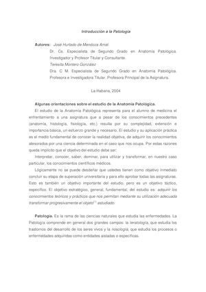 Introduccion A La Patologia
