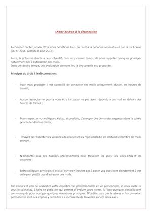 Charte Du Droit à La Déconnexion