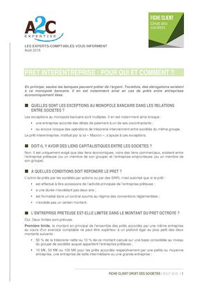 Fiche : Le prêt interentreprise