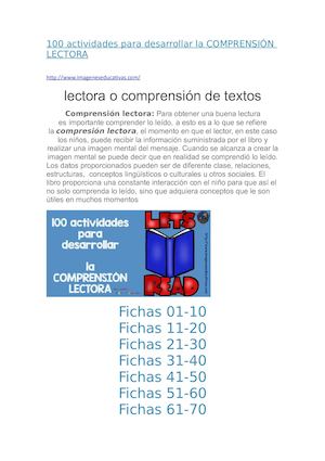 100 Actividades Para Desarrollar La Comprensión Lectora