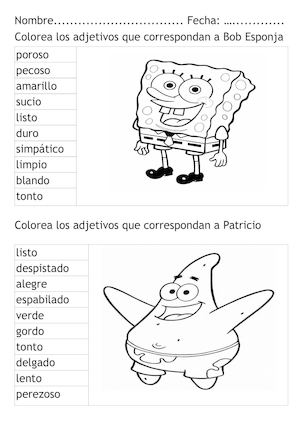 Adjetivos Bob Y Patricio