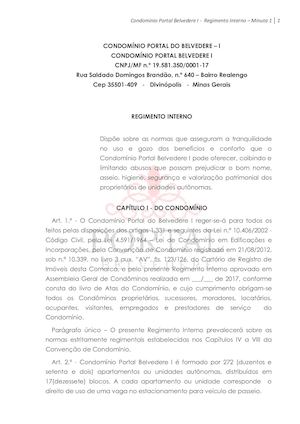 Minuta 1 Regimento Portal Belvedere I