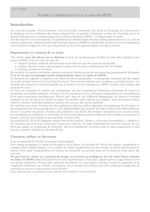 Vers la prépa de MPSI