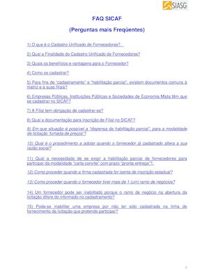 Faq Sicaf