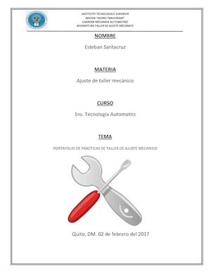 Portafolio De Practicas De Taller De Ajuste Mecanico Esteban Santacruz