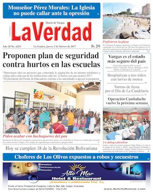 La Guaira, jueves 02 de febrero de 2017 Año 20 No. 6253