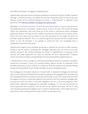 Best difference between mortgage and hypothecation