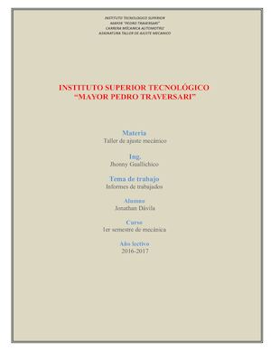 Informe De taller de ajuste mecanico