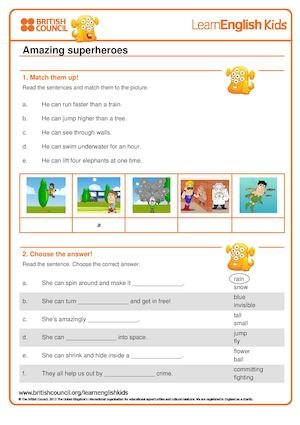 Songs Amazing Superheroes Worksheet