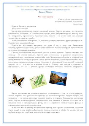 Швайка Валерия Эссе Что такое красота