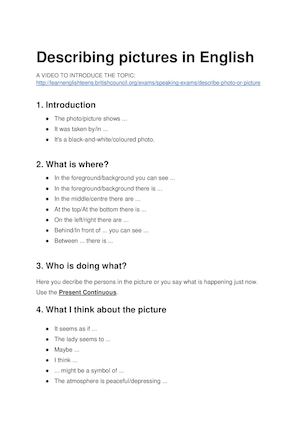 Describing a picture