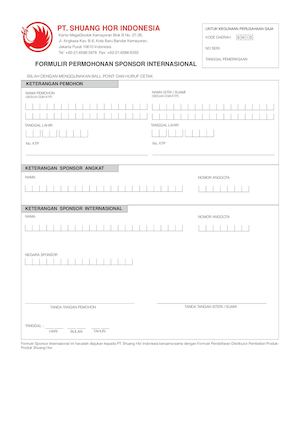 Formulir International Sponsoring (Indo)