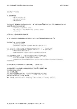 Plan De Trabajo Biblioteca 16 17