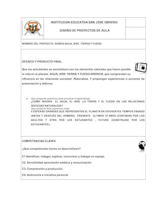 Proyecto 5º 2017 somos agua, aire, tierra y fuego