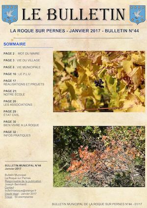 Bulletin Municipal La Roque Sur Pernes Janvier 2017 N° 44