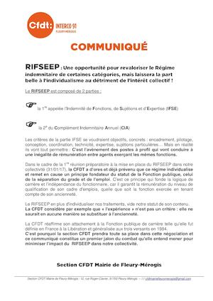 Communiqué Cfdt Rifseep Février 2017