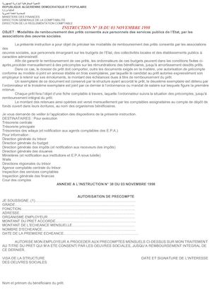 Struction N 38 Remboursement Prets