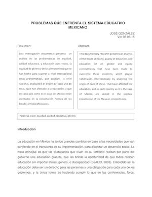 PROBLEMAS DEL SISTEMA EDUCATIVO MEXICANO
