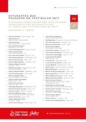 Aprovados Colégio São José de Erechim