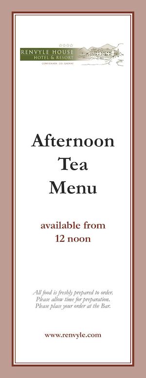 Renvyle House Afternoon Tea Menu